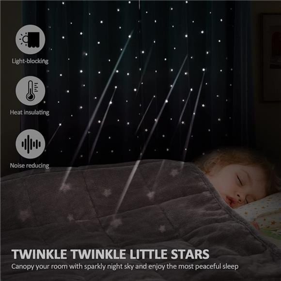 Cutout Curtains for Girls Bedroom 2 Panels, 2 in 1 Light Blocking Blackout - Picture 2 of 6